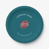 Aangepaste Logo, Aangepaste tekst, Blauwgroen Papieren Bordje (Voorkant)
