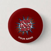 Aangepaste Logo, Aangepaste tekst, Rode naam Ronde Button 5,7 Cm (Voorkant)