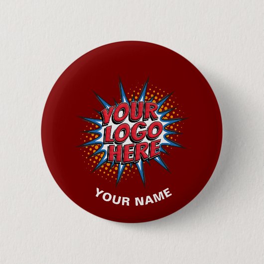 Aangepaste Logo, Aangepaste tekst, Rode naam Ronde Button 5,7 Cm (Voorkant)