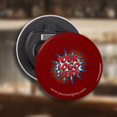Aangepaste Logo, aangepaste tekst, rood Button Flesopener