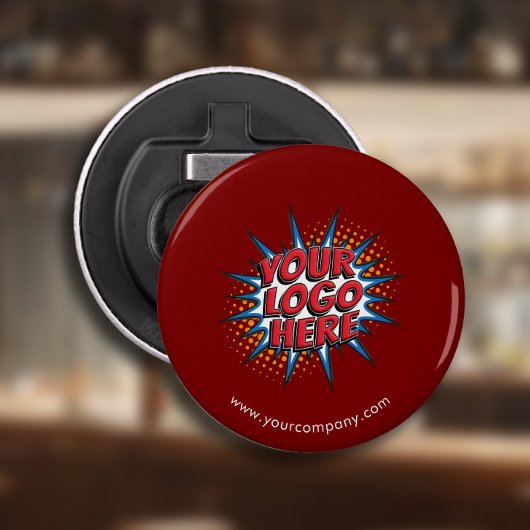 Aangepaste Logo, aangepaste tekst, rood Button Flesopener