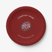 Aangepaste Logo, aangepaste tekst, rood Papieren Bordje (Voorkant)