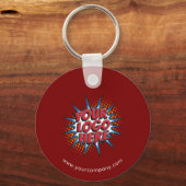 Aangepaste Logo, aangepaste tekst, rood Sleutelhanger (Voorkant)
