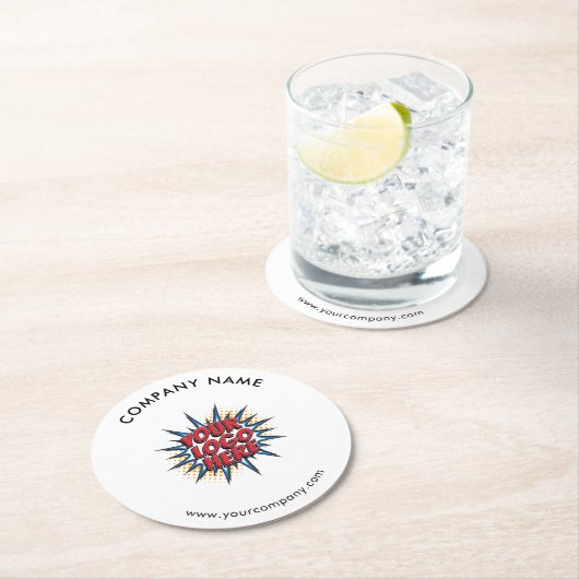 Aangepaste Logo, Aangepaste tekst, Wit Ronde Kartonnen Onderzetter (Insitu)