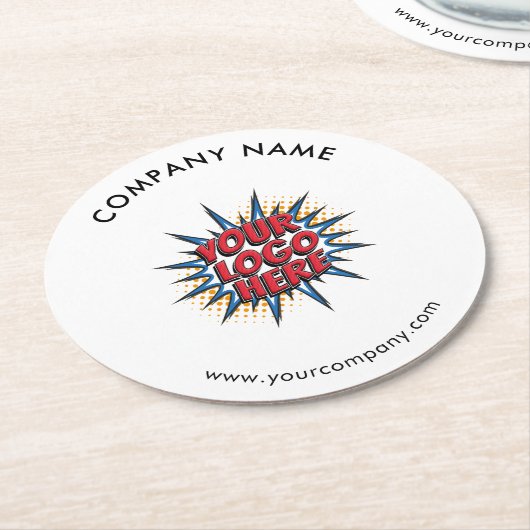 Aangepaste Logo, Aangepaste tekst, Wit Ronde Kartonnen Onderzetter (Gebogen)