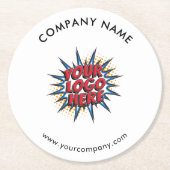 Aangepaste Logo, Aangepaste tekst, Wit Ronde Kartonnen Onderzetter (Voorkant)