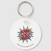 Aangepaste Logo, Aangepaste tekst, Wit Sleutelhanger (Achterkant)