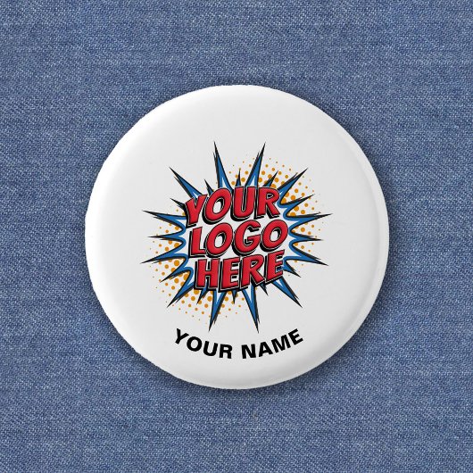 Aangepaste Logo, Aangepaste tekst, Witte werknemer Ronde Button 3,2 Cm