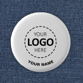 Aangepaste Logo, Aangepaste tekst, Witte werknemer Ronde Button 3,2 Cm