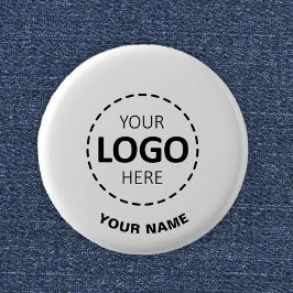 Aangepaste Logo, Aangepaste tekst, Witte werknemer Ronde Button 3,2 Cm