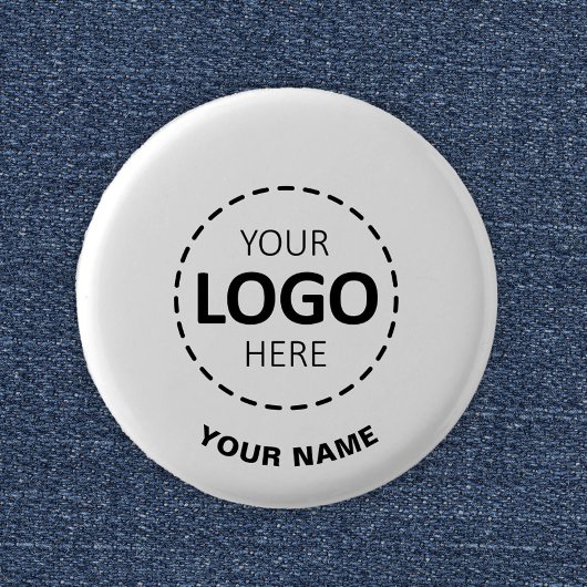 Aangepaste Logo, Aangepaste tekst, Witte werknemer Ronde Button 3,2 Cm