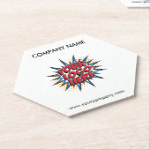 Aangepaste Logo, Aangepaste tekst, Witte zeshoek Kartonnen Onderzetters (Schuin)