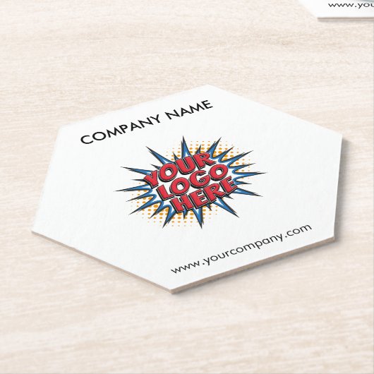 Aangepaste Logo, Aangepaste tekst, Witte zeshoek Kartonnen Onderzetters (Schuin)