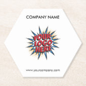 Aangepaste Logo, Aangepaste tekst, Witte zeshoek Kartonnen Onderzetters (Voorkant)