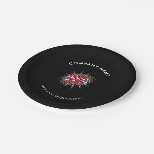 Aangepaste Logo, Aangepaste tekst, Zwart Papieren Bordje (Gekanteld)