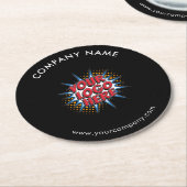 Aangepaste Logo, Aangepaste tekst, Zwart Ronde Kartonnen Onderzetter (Gebogen)