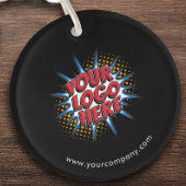 Aangepaste Logo, Aangepaste tekst, Zwart Sleutelhanger