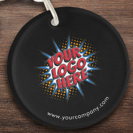 Aangepaste Logo, Aangepaste tekst, Zwart Sleutelhanger