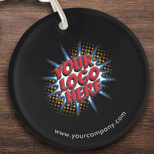 Aangepaste Logo, Aangepaste tekst, Zwart Sleutelhanger