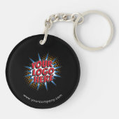 Aangepaste Logo, Aangepaste tekst, Zwart Sleutelhanger (Achterkant)