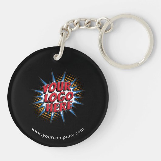 Aangepaste Logo, Aangepaste tekst, Zwart Sleutelhanger (Achterkant)