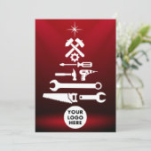Aangepaste Logo Aannemer Kerstboom Gereedschap Feestdagenkaart (Staand voorkant)