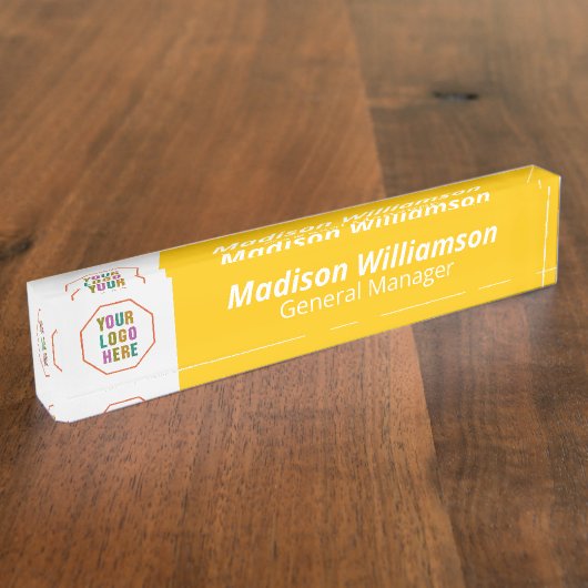 Aangepaste Logo Acryl naam Bord: Verhoog uw kantoo Naambordje (Zijkant)