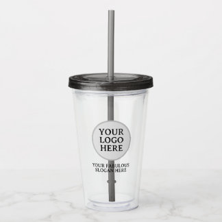 Aangepaste logo acryl tumbler met rietje geen mini drinkbeker