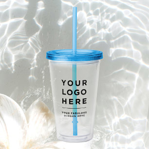 Aangepaste Logo Acrylknollen met stro Geen minimum Acryl Drinkbeker
