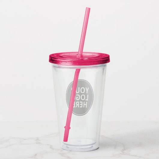 Aangepaste Logo Acryltumbler met stro Acryl Drinkbeker (Achterkant)