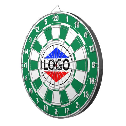 Aangepaste Logo Afbeelding op groen & wit Dartbord (Voorkant Rechts)