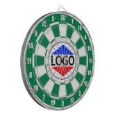 Aangepaste Logo Afbeelding op groen & wit Dartbord (Voorkant Links)
