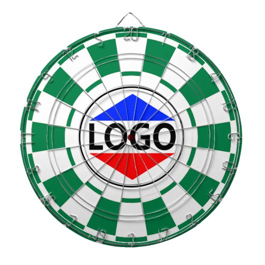 Aangepaste Logo Afbeelding op groen & wit Dartbord (Voorkant)
