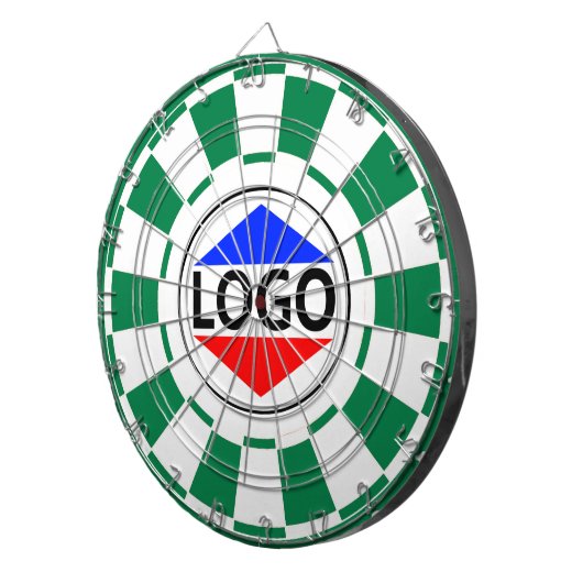 Aangepaste Logo Afbeelding op groen & wit Dartbord (Voorkant Rechts)