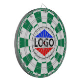 Aangepaste Logo Afbeelding op groen & wit Dartbord (Voorkant Links)
