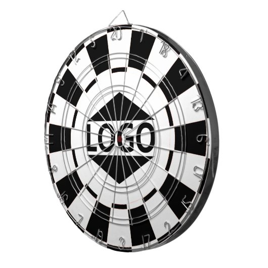 Aangepaste Logo Afbeelding op zwart-wit Dartbord (Voorkant Rechts)