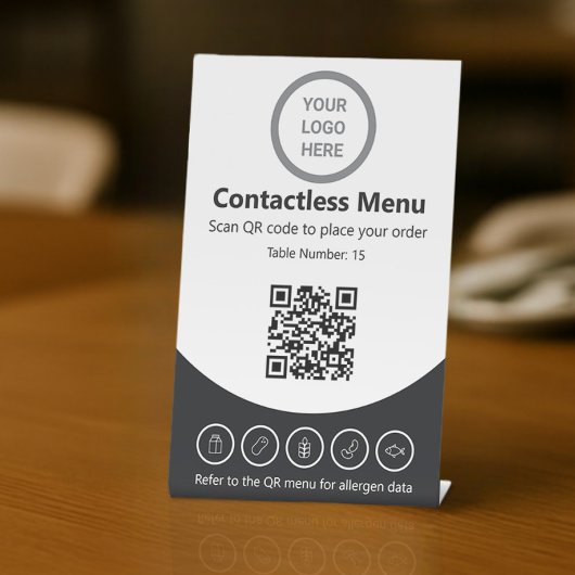 Aangepaste Logo Allergie QR Code Contactloze menut Reclamebord Met Voetstuk