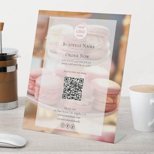 Aangepaste logo bakkerij foto QR-code Reclamebord Met Voetstuk (Insitu)