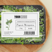 Aangepaste Logo & Barcode Basil Microgreens Voedselcontainer Etiket