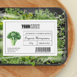 Aangepaste Logo & Barcode Broccoli Microgreens Voedselcontainer Etiket
