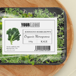 Aangepaste Logo & Barcode Kale Microgreens Voedselcontainer Etiket