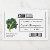 Aangepaste Logo & Barcode Kale Microgreens Voedselcontainer Etiket (Enkel label)