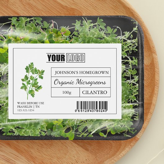 Aangepaste Logo & Barcode Klitantro Microgreens Voedselcontainer Etiket