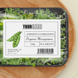 Aangepaste Logo & Barcode Pea Shoot Microgreens Voedselcontainer Etiket