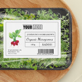 Aangepaste Logo & Barcode Radish Microgreens Voedselcontainer Etiket