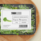 Aangepaste Logo & Barcode Selderij Microgreens Voedselcontainer Etiket