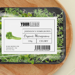 Aangepaste Logo & Barcode Selderij Microgreens Voedselcontainer Etiket