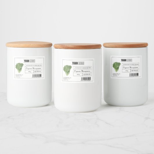 Aangepaste Logo & Barcode Sla Microgreens Voedselcontainer Etiket (Flessen)