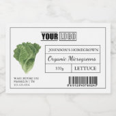 Aangepaste Logo & Barcode Sla Microgreens Voedselcontainer Etiket (Enkel label)