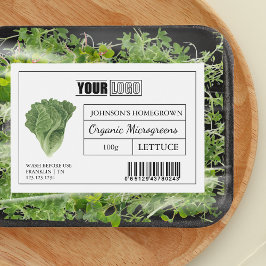 Aangepaste Logo & Barcode Sla Microgreens Voedselcontainer Etiket